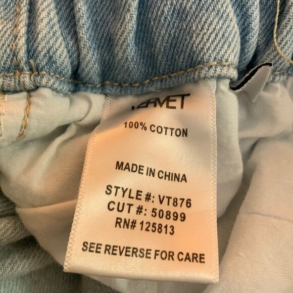 Vervet Paperbag Belted Denim Shorts Light Wash Elastic Waist Medium - Picture 11 of 12